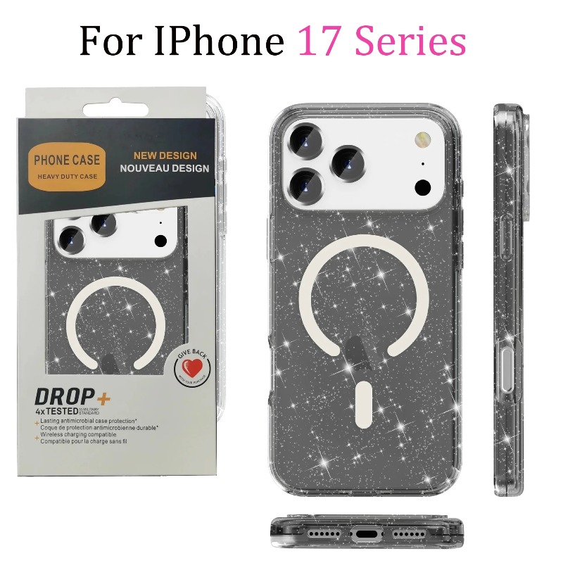 Glitter Shockproof Case - Custodia per telefono magnetica trasparente con